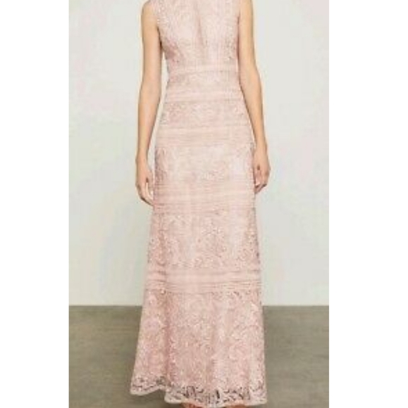 bcbg scrolling lace gown